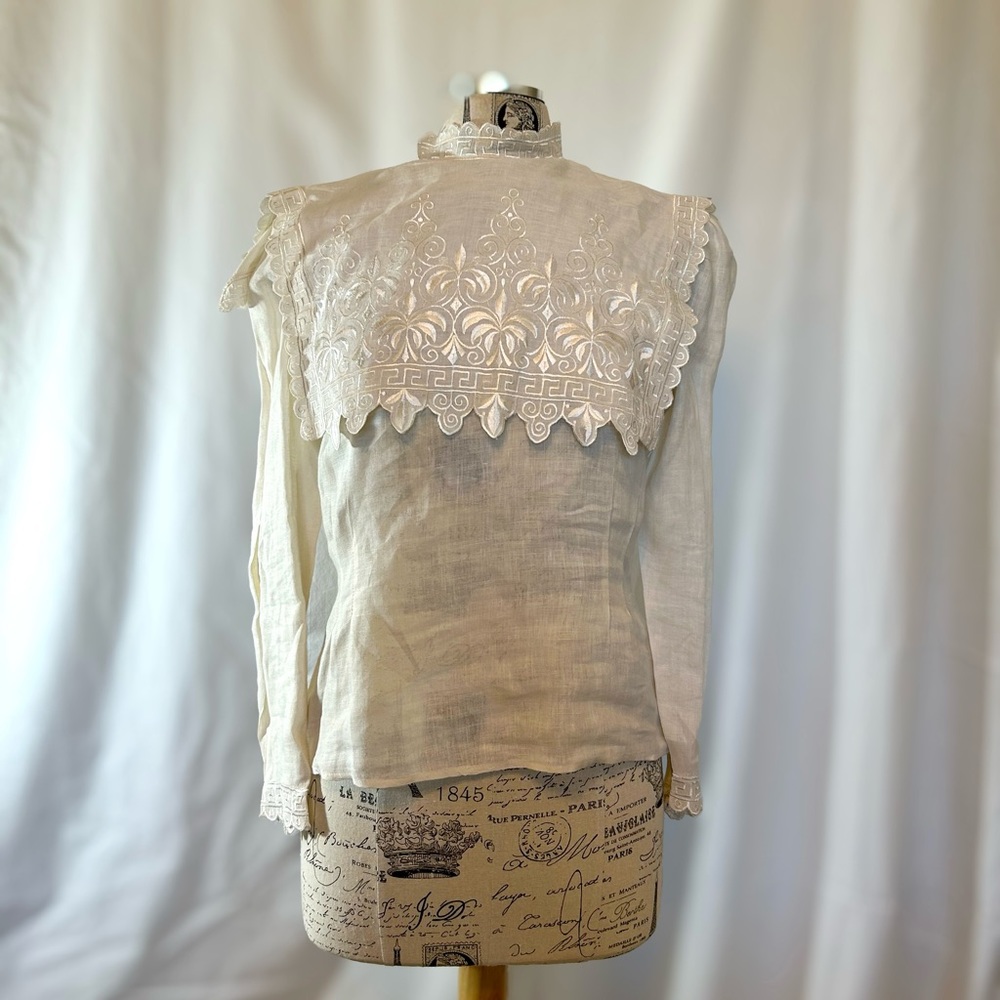 Liberty and Lucrezia Vintage Cream Linen Women’s Blouse
